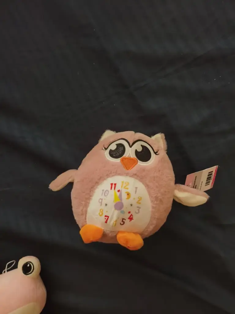 PELUCHE BUHO RELOJ ROSA