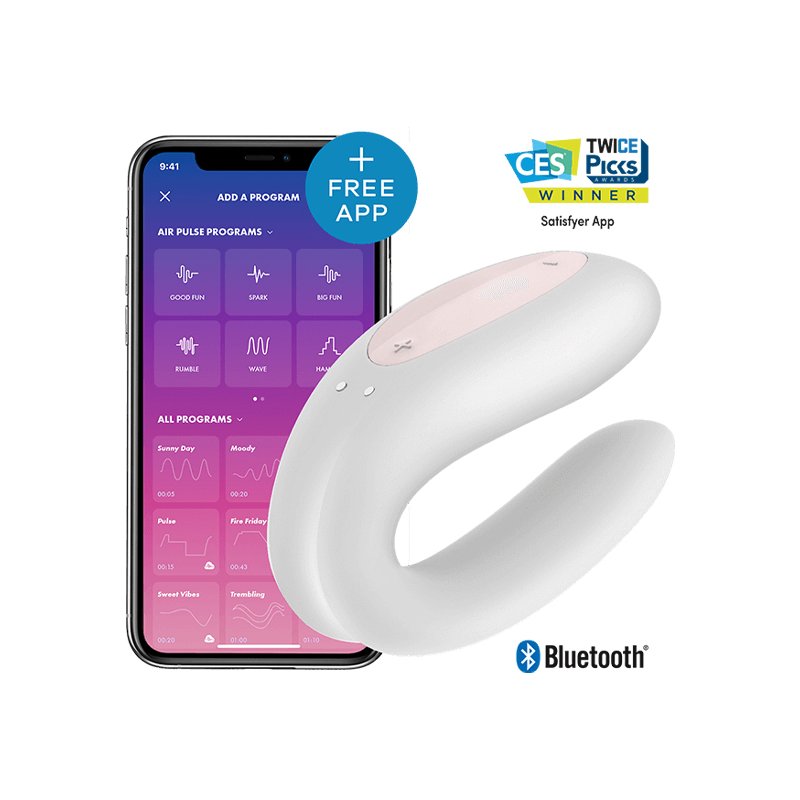 BALA VIBRADORA APP MOVIL SATISFYER DOUBLE JOY WHITE