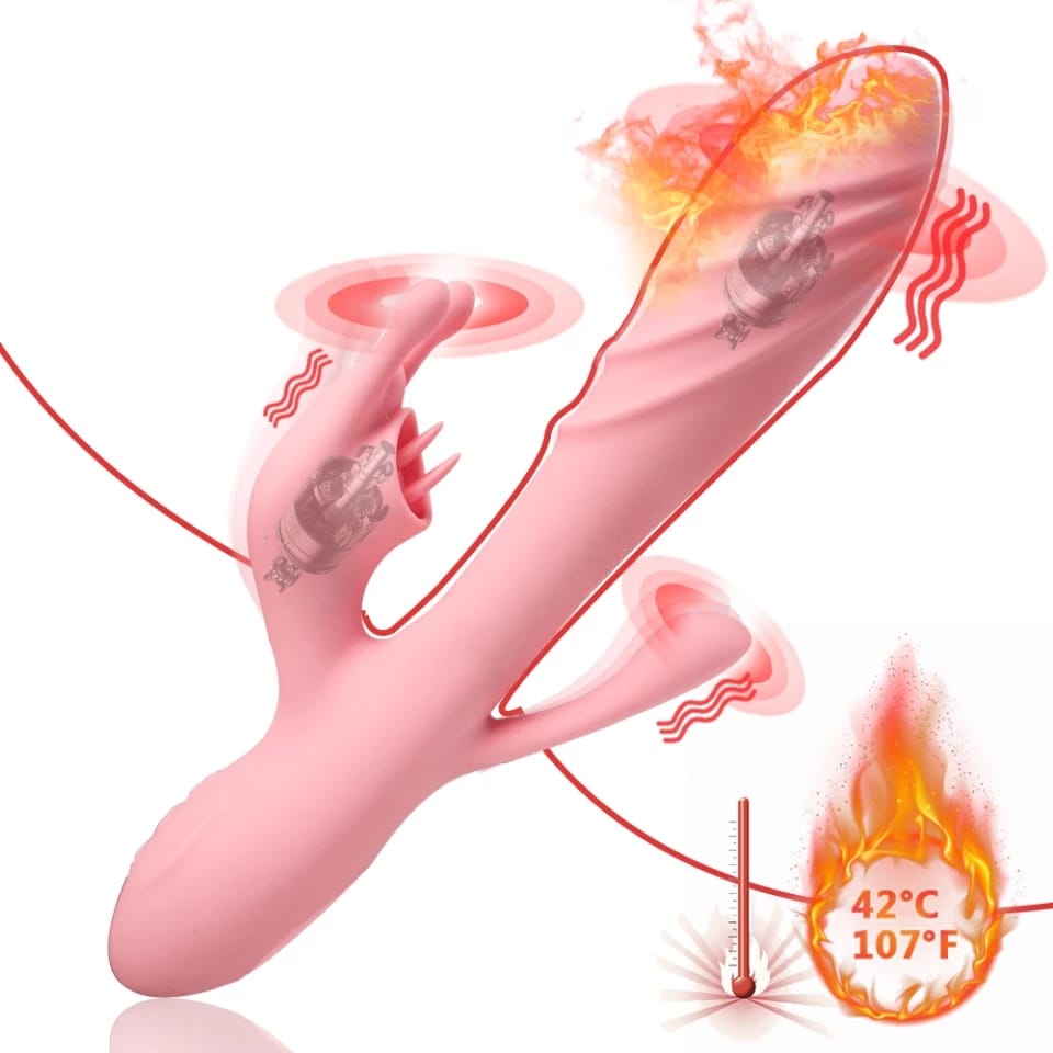 VIBRADOR TRIPLE ESTUMULACION ROSA TERMICO 12 FUN RECARGABLE