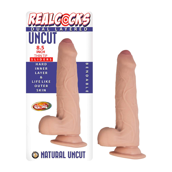 DILDO REALCOCKS DUAL LAYERED SLIDERS 8.5&quot; CON VENTOSA