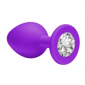 PLUG ANAL SILICONA GEMA RODONDO MORADO