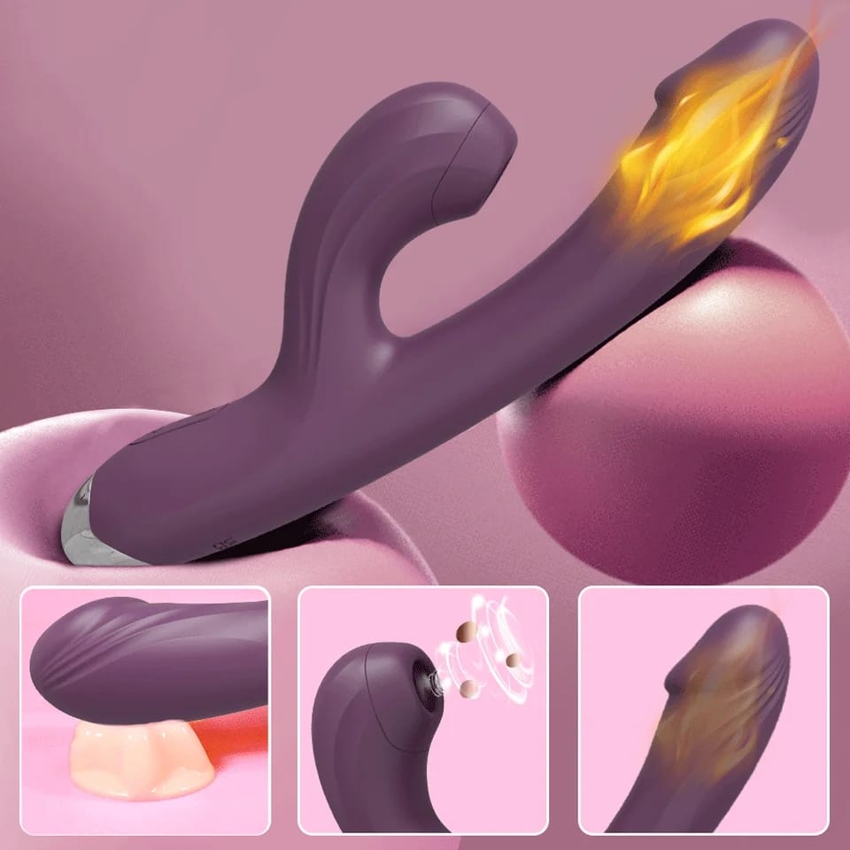 VIBRADOR DOBLE ESTIMULACION TERMICO USB RECARGABLE