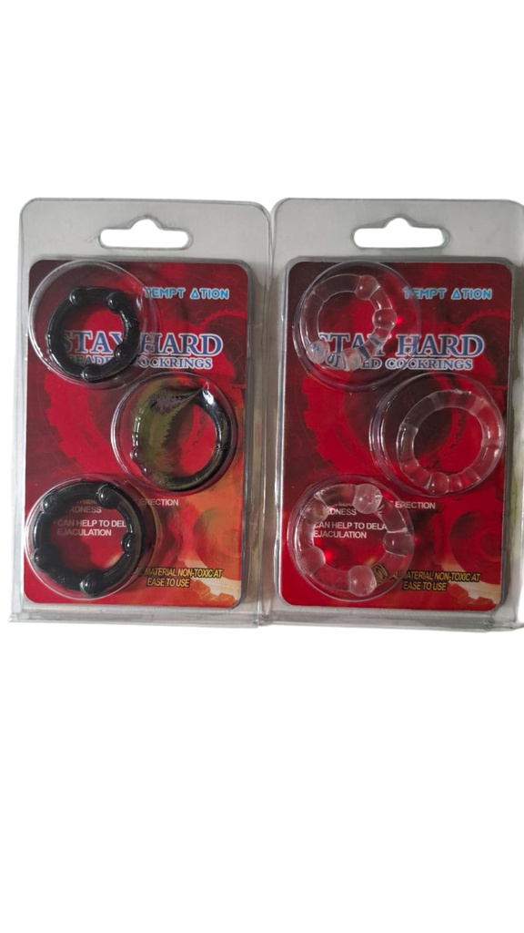 ANILLO RETARDADOR STAY HARD BEADED COCKRINGS 3 PZAS.