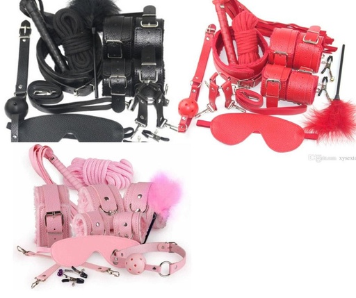 [KF2047] KIT BONDAGE COLOR ROJO,NEGRO,ROSA