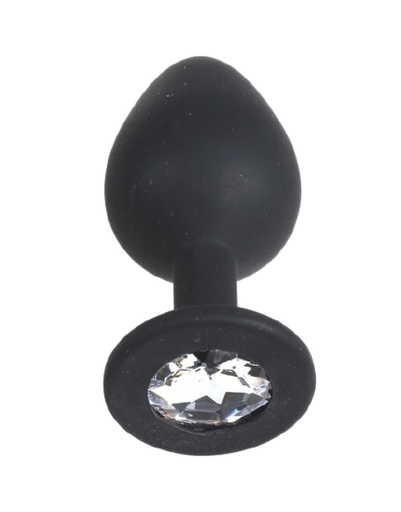 [RY047N] PLUG ANAL SILICONA GEMA REDONDO NEGRO