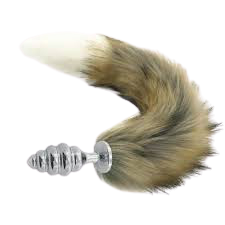 [ZORR123] PLUG ANAL ACERO COLA ZORRO GRIS/BCO CH ESPIRAL PLA