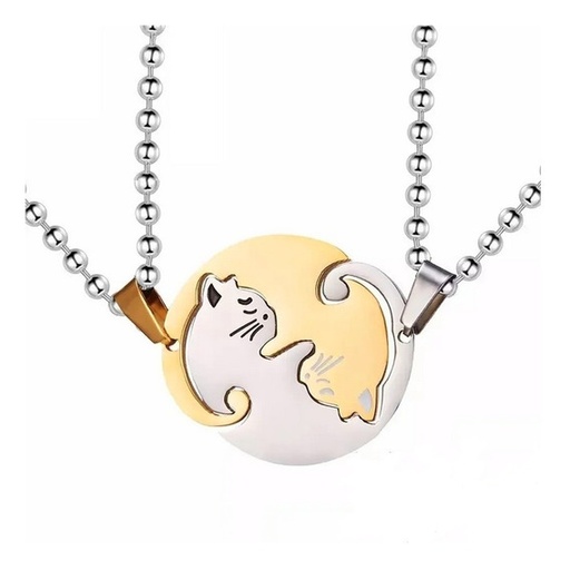 [CO-GAT] COLLAR GATITOS PLATA CON DORADO